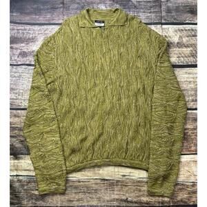Coogi Basics Polo Sweater Mens XL 3D Knit Mercerised Cotton Australia Green